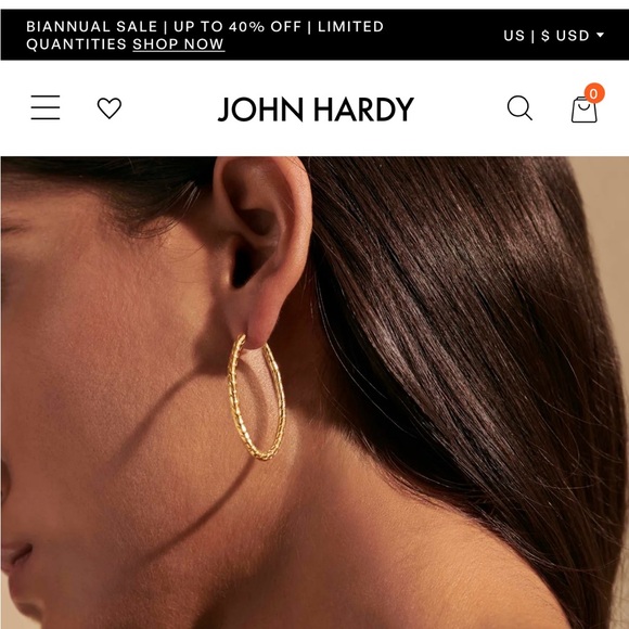 John Hardy 18K Carved Classic Gold Chain Oval Hoop Earrings - Picture 2 of 7